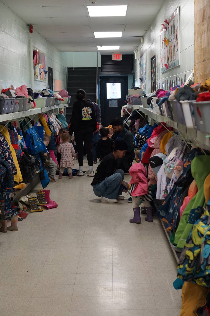 Volunteers working with children